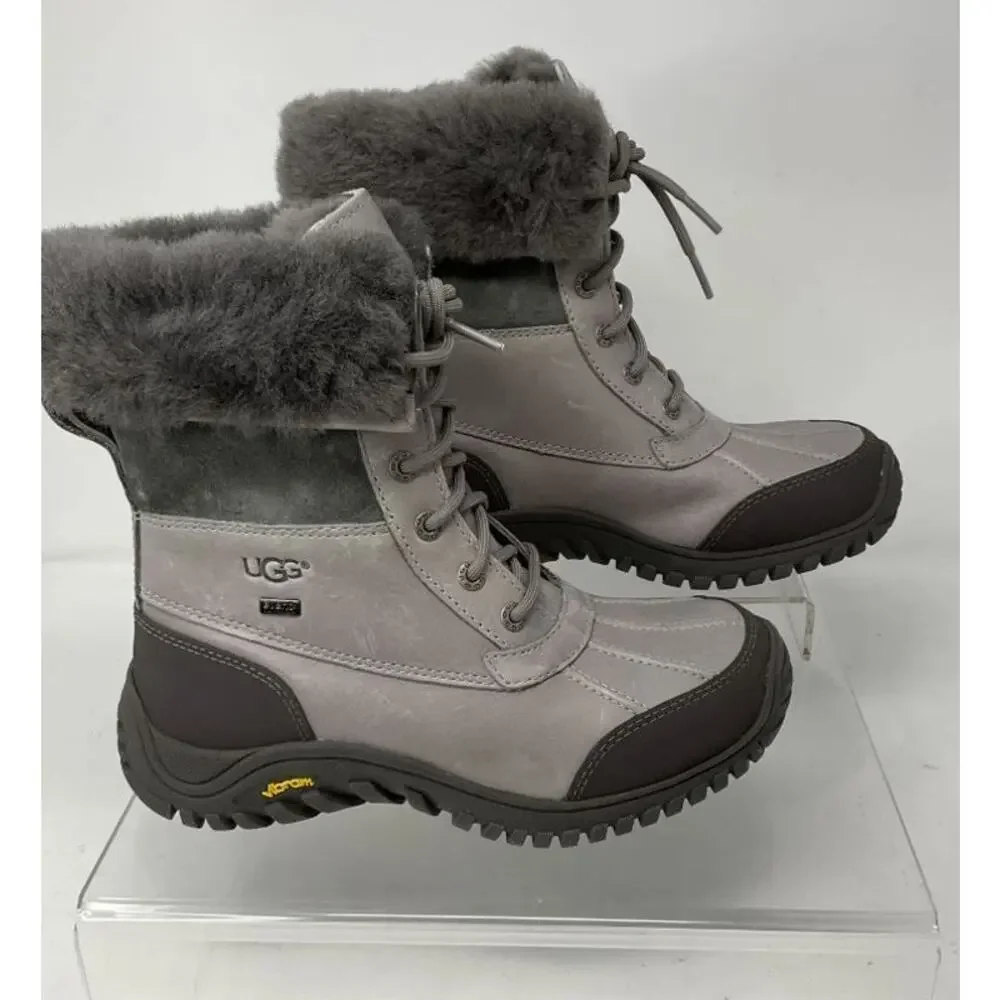 UGG ADIRONDACK II Gray Leather Waterproof Winter Snow Boots Women’s Size 7.5